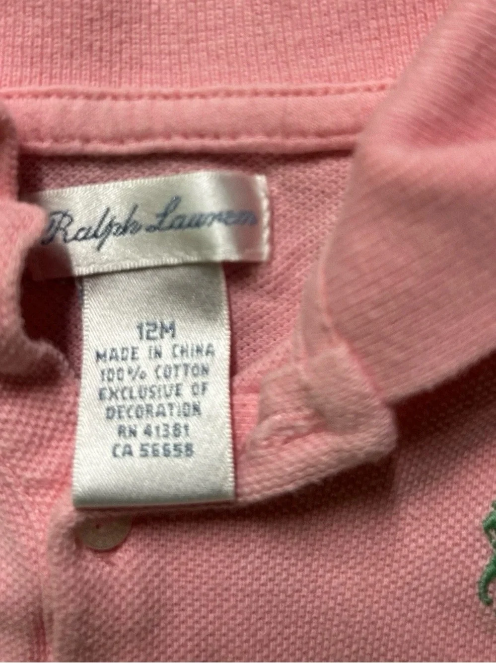 Baby Girl Ralph Lauren Pink Polo Golf Dress Diaper Cover Size 12 Months